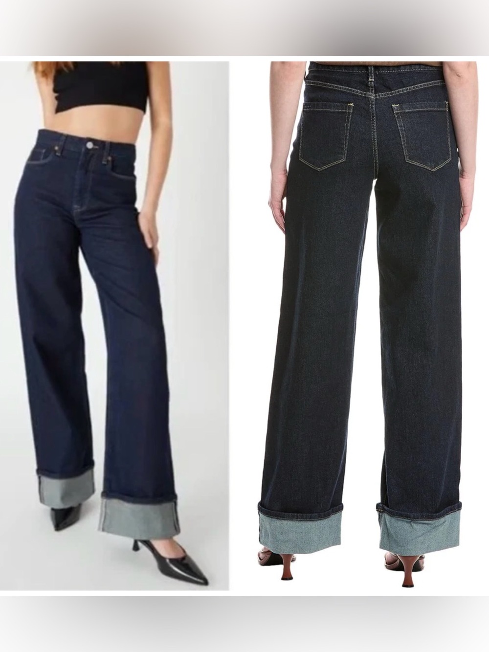 Blank NYC The Franklin Ribcage Wide Leg Cuffed Dark Rinse Jeans Women’s Size 25